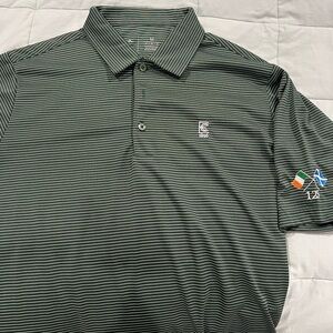 Antigua Green Polo with White Stripes